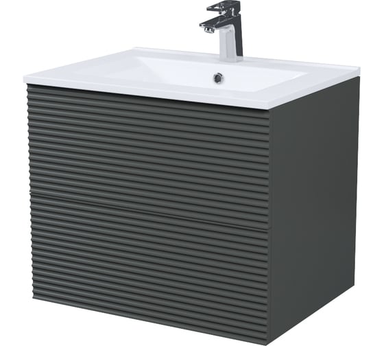 Изображение товара Тумба с умывальником подвесная IDDIS Bild 60 см, темно-серый BIL60G0i95K