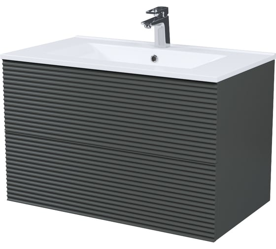 Изображение товара Тумба с умывальником подвесная IDDIS Bild 80 см, темно-серый BIL80G0i95K