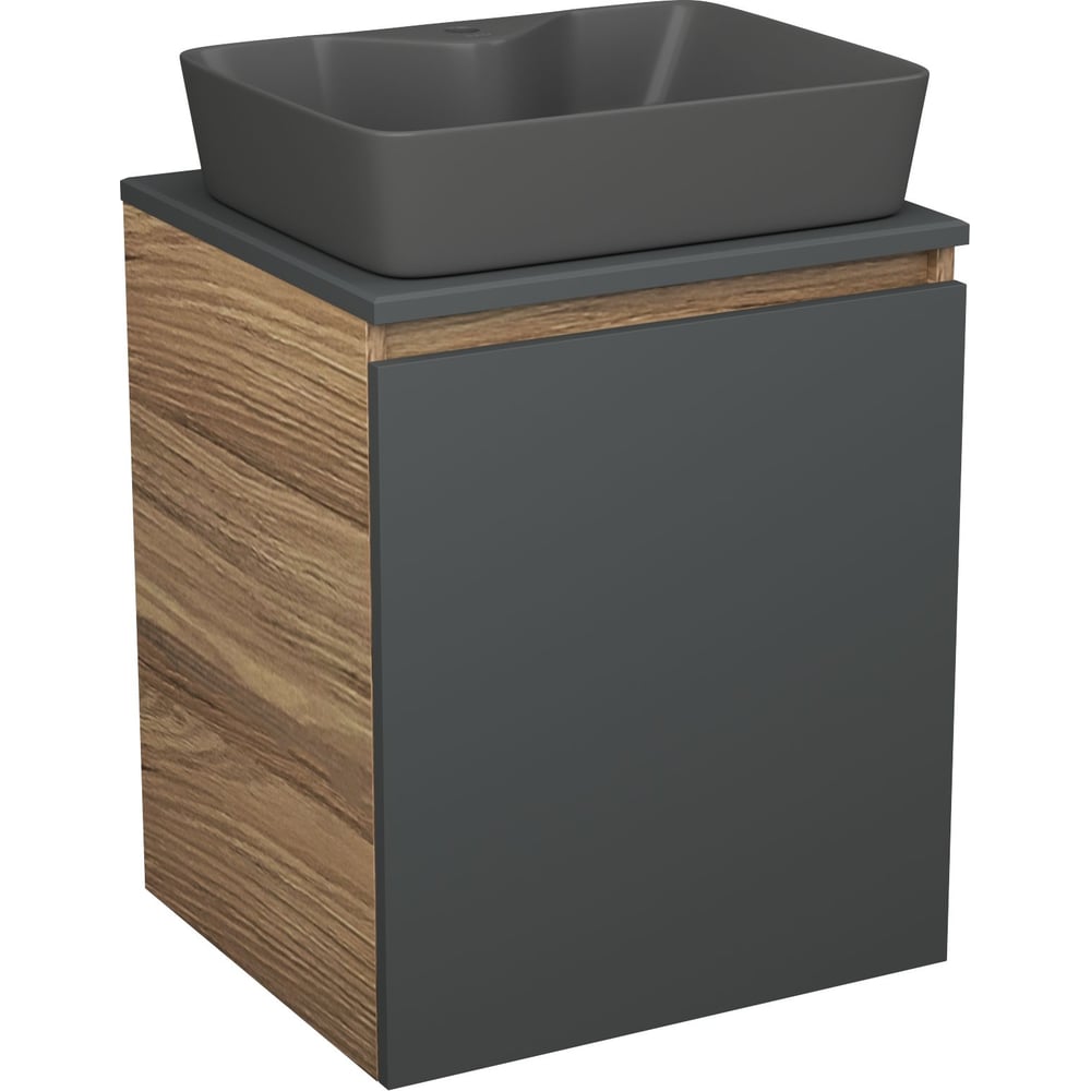 Тумба Bauedge Bau Dream Blackwood 50 графит, раковина BAU Cerama 48х37 темно-серая матовая SD4179