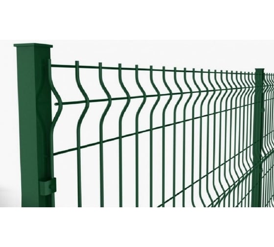Изображение товара 3D сетка для заборов ООО МеталлТоргСтрой 1530x2500x3,8 мм, ячейка 60x200 мм, 1 штука цинк+ППК RAL 6005 (зеленая) 3D15х25х38з