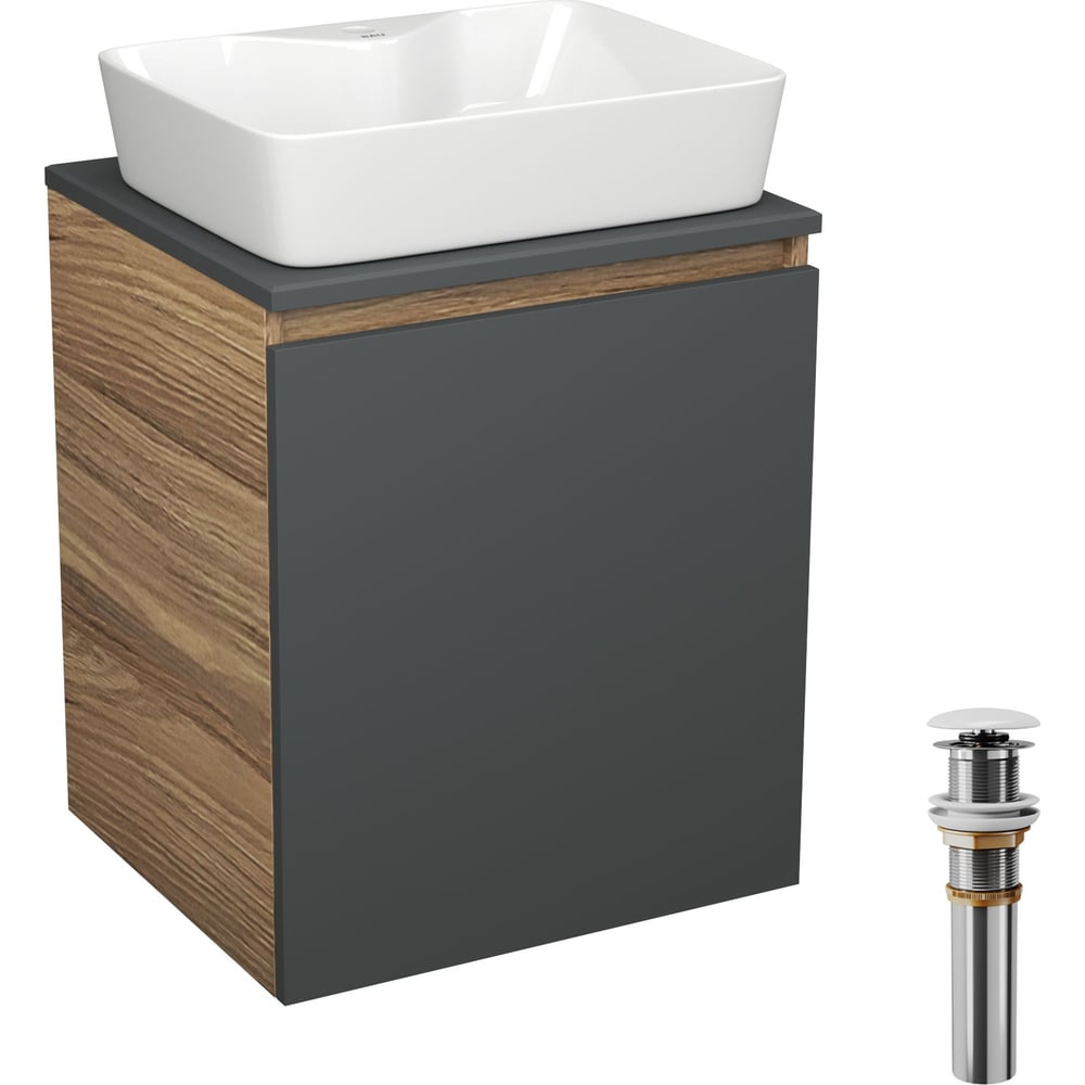 Изображение товара Тумба для ванной Bauedge Bau Dream Blackwood 50 с раковиной BAU Cerama 48x37