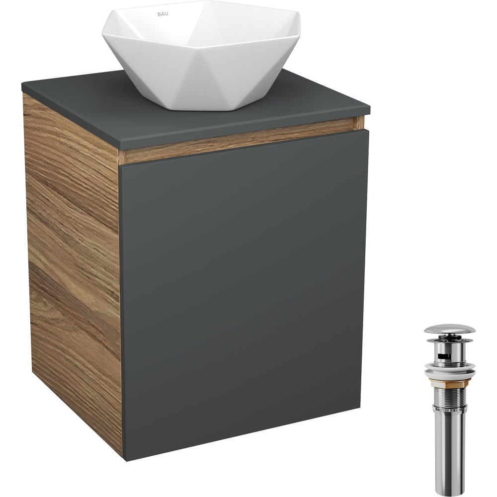 Изображение товара Тумба под раковину Bauedge Bau Dream Blackwood 50 графит с раковиной BAU Crystal