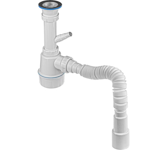 Изображение товара Сифон для выпуска MasterProf 47-55 мм, 1.1/2x40 с нерж.решеткой, отводом для с/м, гофротрубой 40x32/40/50 ИС.110730