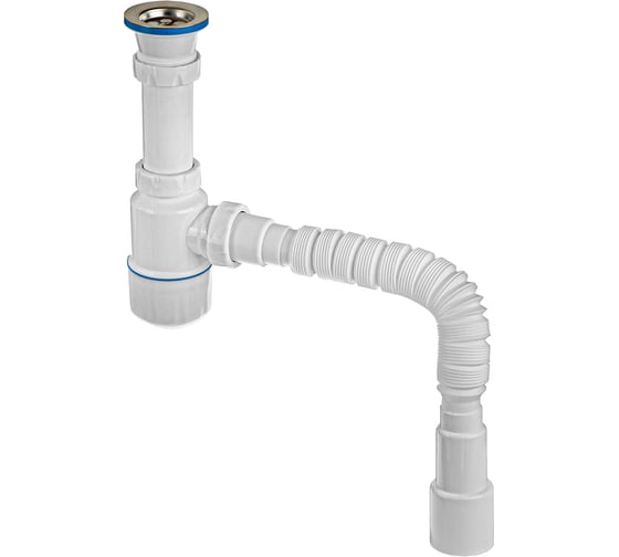 Изображение товара Сифон для выпуска MasterProf 43-52 мм, 1.1/2x40, с нерж.решеткой, гофротрубой 40x32/40/50 ИС.110725