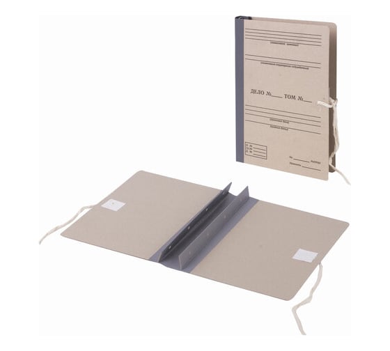 Изображение товара Папка 50 шт в упаковке Staff архивная для переплета "Форма 21" 40 мм с гребешками БУРАЯ 4 отверстия завязки 111054