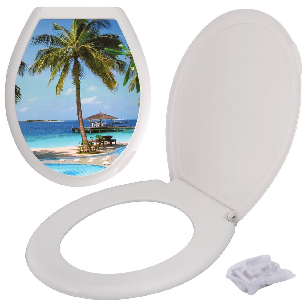 Изображение товара Сиденье для унитаза с крышкой МУЛЬТИДОМ Пляж, размер 44,7х36,7х3 см СП72-104