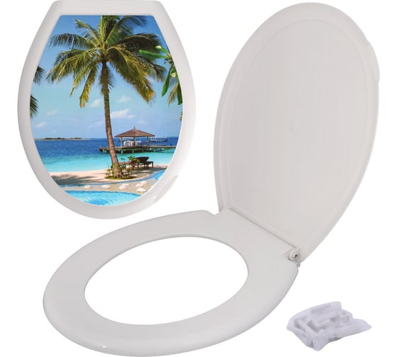 Изображение товара Сиденье для унитаза с крышкой МУЛЬТИДОМ Пляж, размер 44,7х36,7х3 см СП72-104
