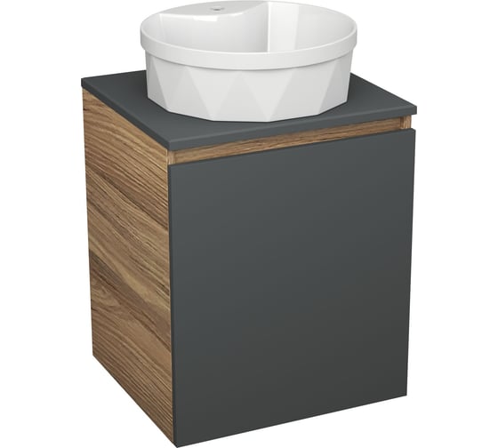 Изображение товара Тумба Bauedge Bau Dream Blackwood 50 графит, раковина BAU Element Cristal D40, белая SD4137