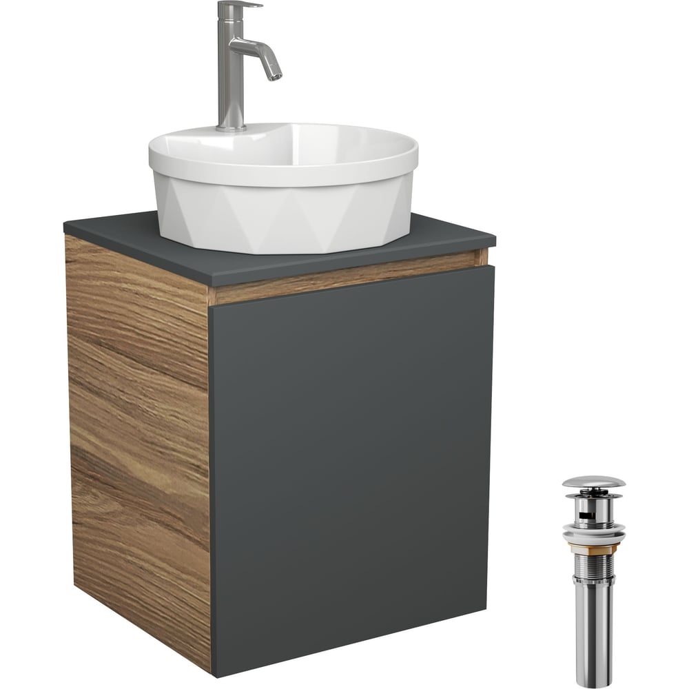 Изображение товара Тумба Bauedge Bau Dream Blackwood 50 с раковиной и смесителем