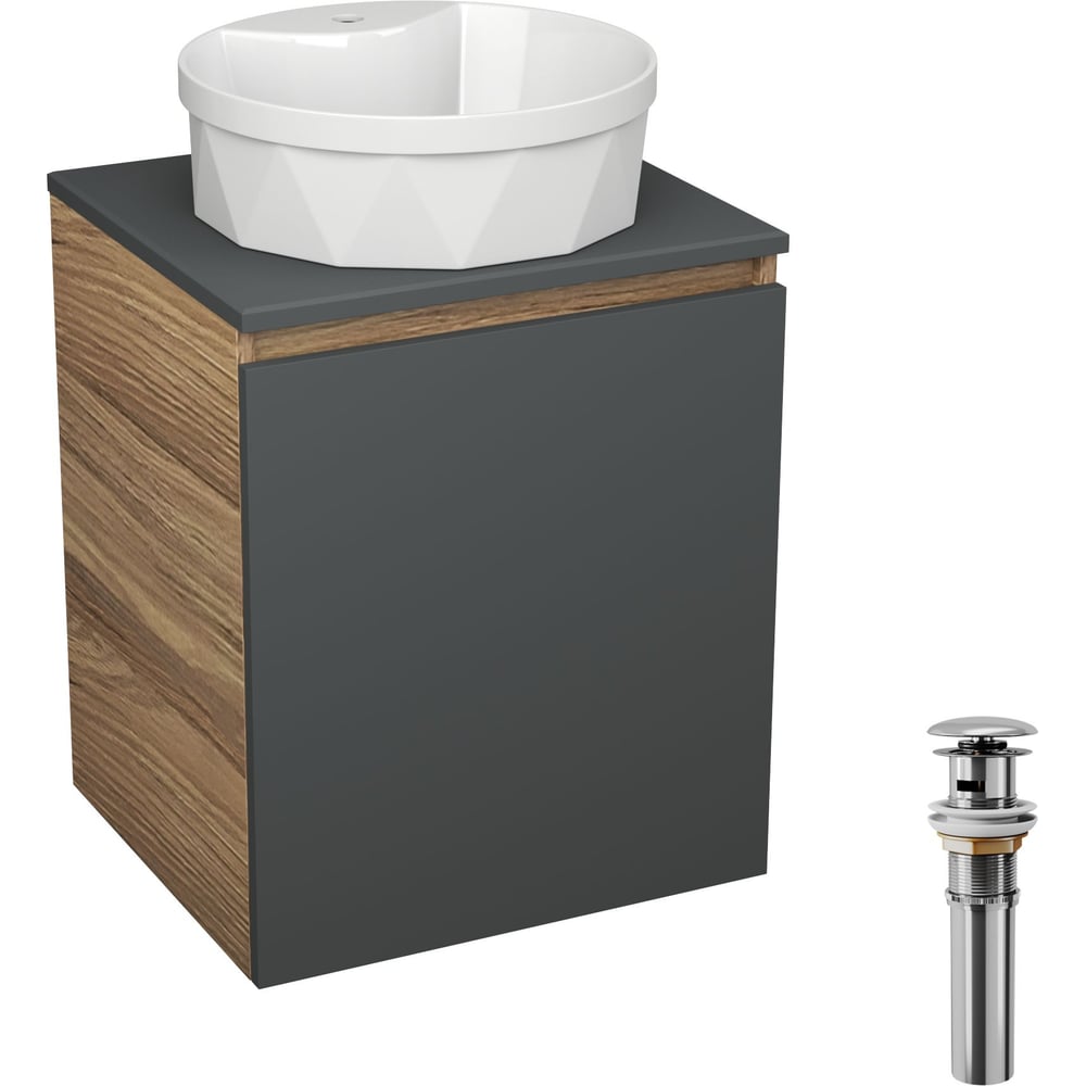 Изображение товара Тумба для ванной Bauedge Bau Dream Blackwood 50 с раковиной белый санфарфор