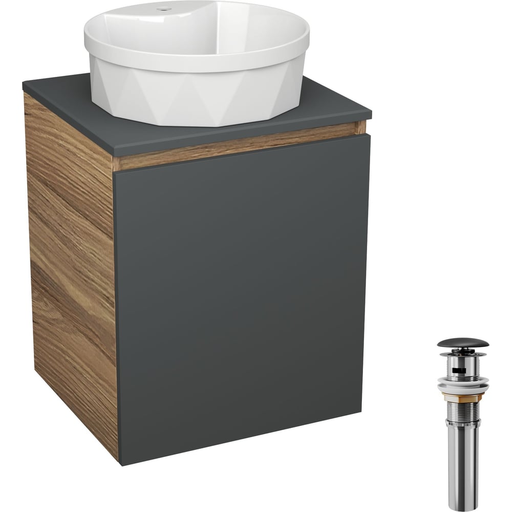 Изображение товара Современная тумба Bauedge Bau Dream Blackwood 50 с раковиной BAU Element Cristal D40