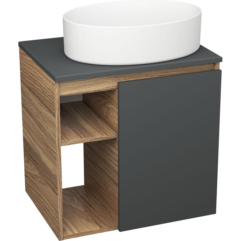 Изображение товара Тумба Bauedge Bau Dream Blackwood 60 правая, графит, раковина BAU Nimb 50х36 SD4225