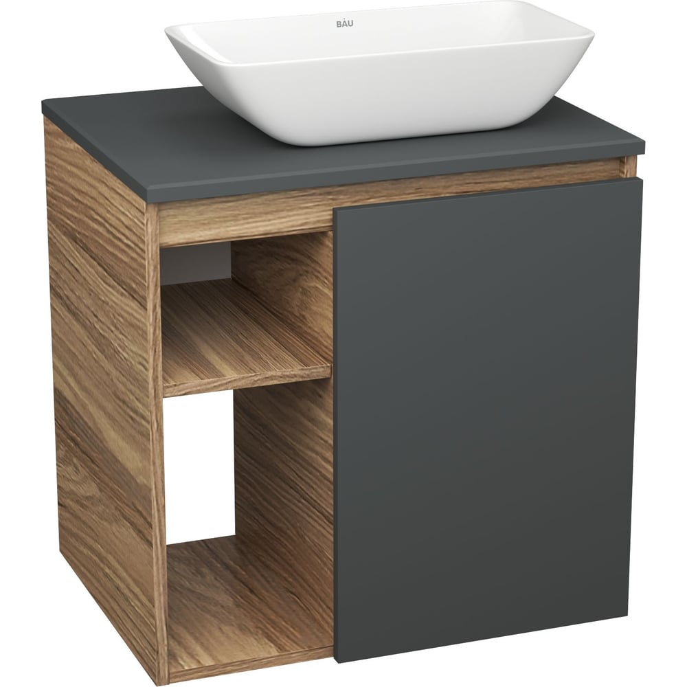 Изображение товара Тумба Bauedge Bau Dream Blackwood 60 правая, графит, раковина BAU Spectrum mini 47х24 SD4207 Изображение товара Тумба Bauedge Bau Dream Blackwood 60 правая, графит, раковина BAU Spectrum mini 47х24 SD4207