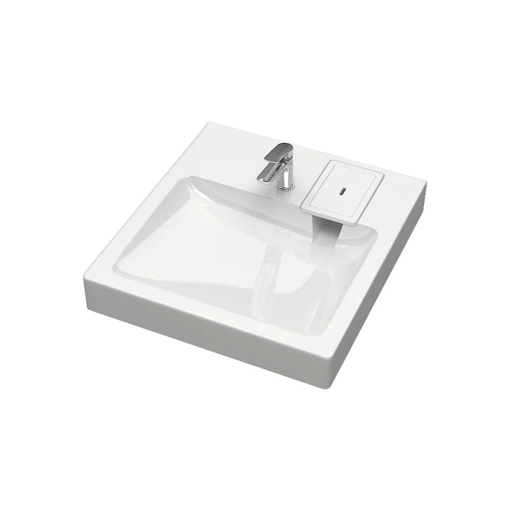 Изображение товара Раковина над стиральной машиной Bauedge BAU Hotel 50x55 литой мрамор белый глянцевый