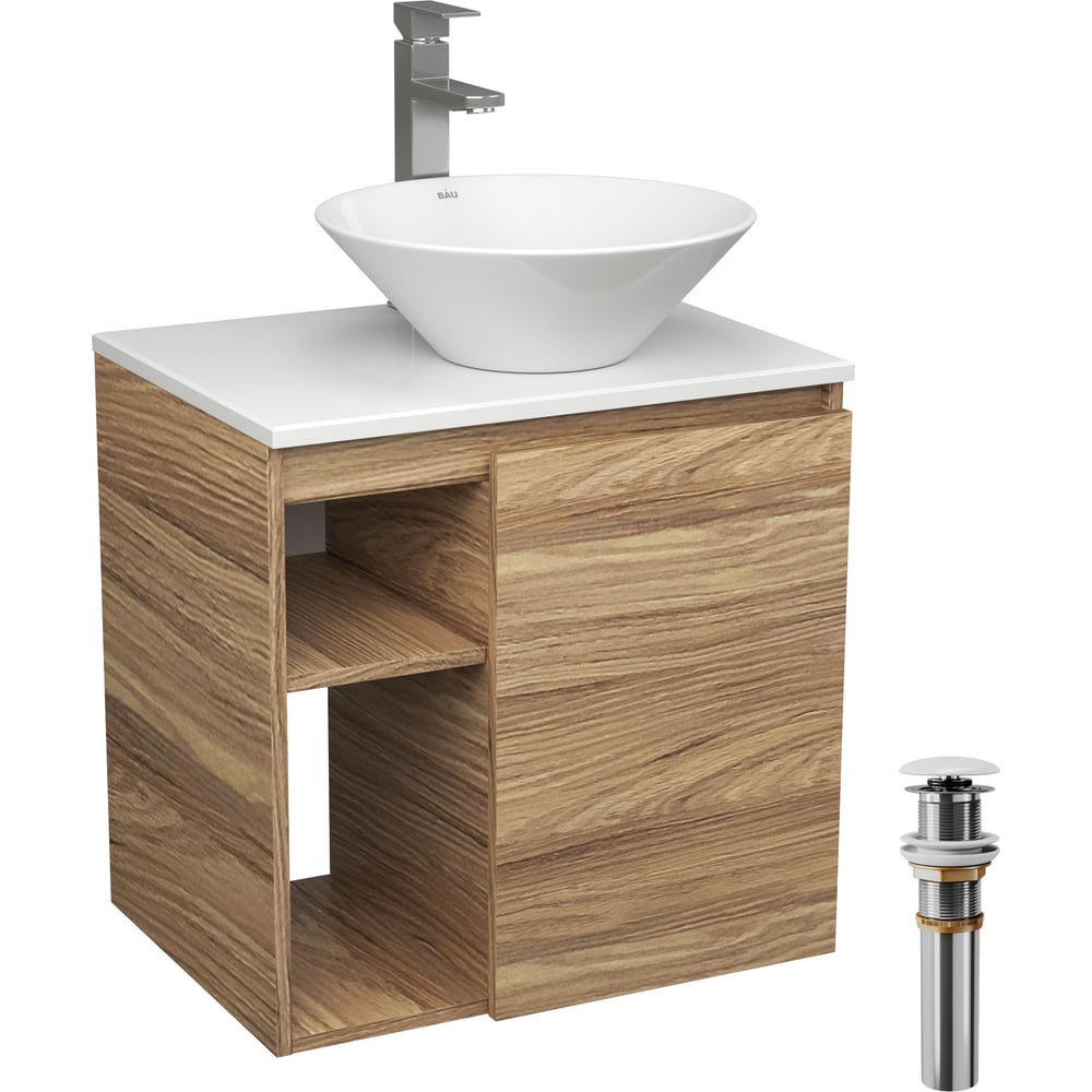 Изображение товара Тумба с раковиной и смесителем Bauedge Bau Dream Blackwood 60 правая