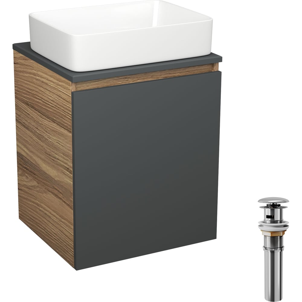 Изображение товара Тумба Bauedge Bau Dream Blackwood 50 графит с раковиной BAU Hotel