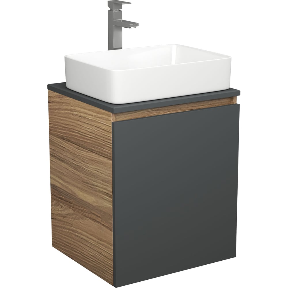 Изображение товара Тумба Bauedge Bau Dream Blackwood 50 графит с раковиной и смесителем