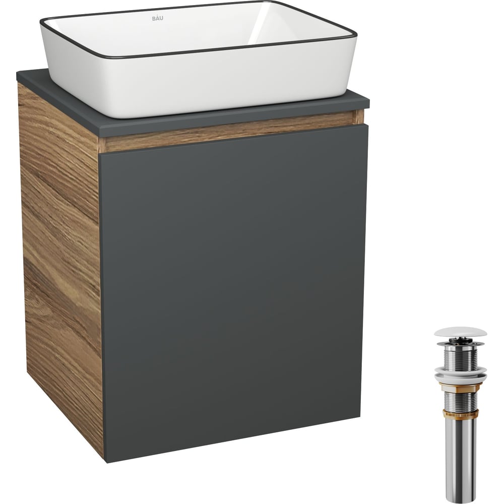 Изображение товара Тумба Bauedge Bau Dream Blackwood 50 графит с раковиной из санфарфора