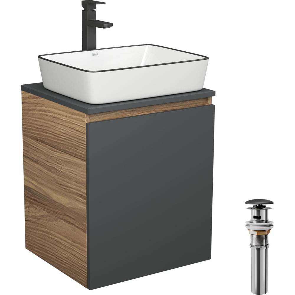 Изображение товара Тумба Bauedge Bau Dream Blackwood 50 с раковиной Hotel Black Rand