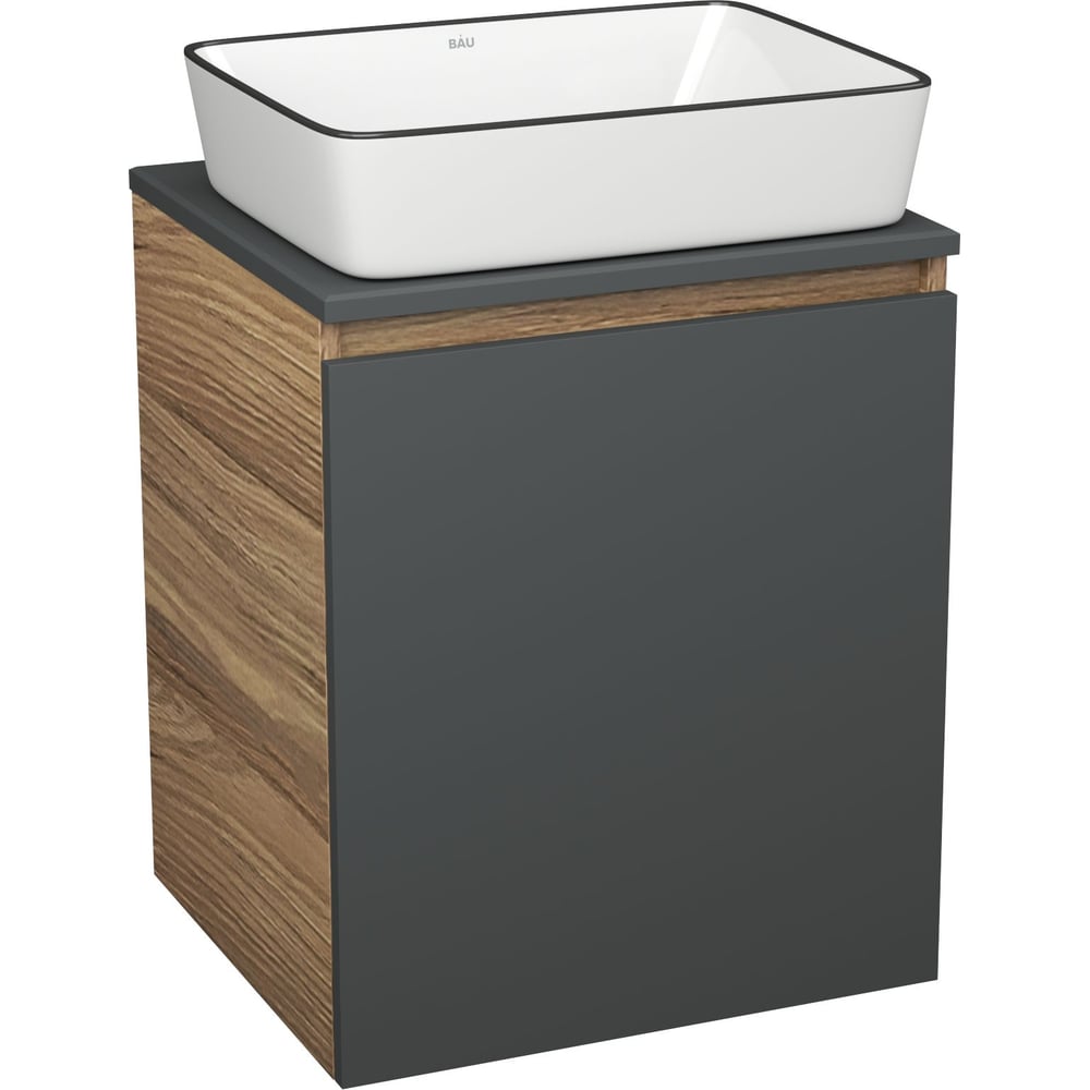 Изображение товара Тумба Bauedge Bau Dream Blackwood 50 графит с раковиной BAU Hotel Black Rand