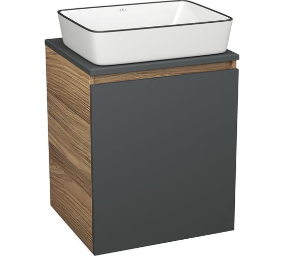 Изображение товара Тумба Bauedge Bau Dream Blackwood 50 графит, раковина BAU Hotel Black Rand 48х37 SD4055