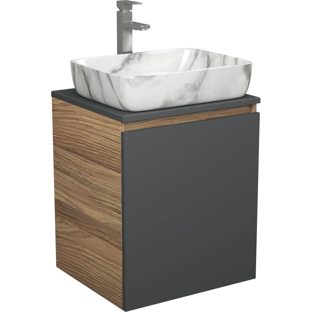 Изображение товара Тумба Bauedge Bau Dream Blackwood 50 гравит с раковиной мрамор нержавеющей сталь