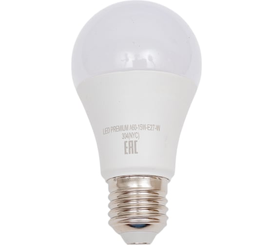 Изображение товара Светодиодная лампа Включай 15W E27 A60 4000K 220V LED PREMIUM А60-15W-E27-W ЛОН 1007796