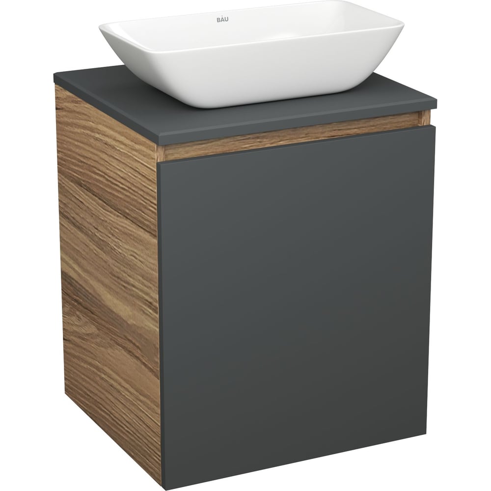 Изображение товара Тумба для ванной Bauedge Bau Dream Blackwood 50 графит с раковиной санфарфор
