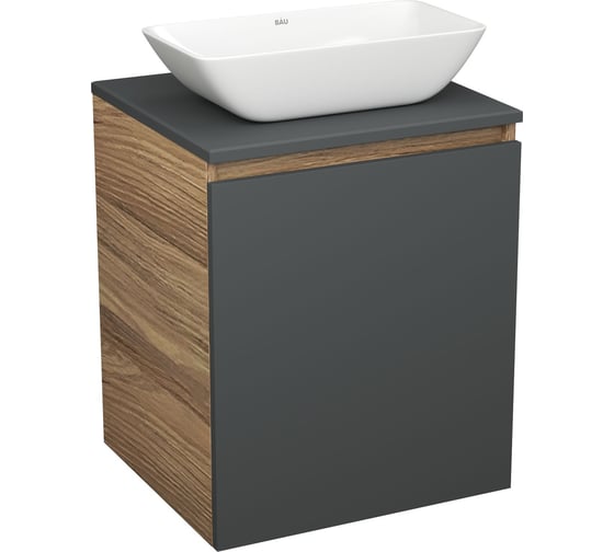 Изображение товара Тумба Bauedge Bau Dream Blackwood 50 графит, раковина BAU Spectrum mini 47х24 SD4019