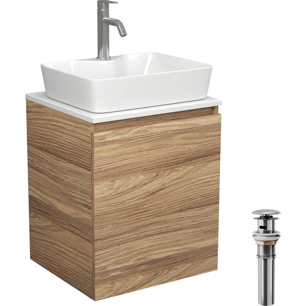 Изображение товара Тумба Bauedge Bau Dream Blackwood 50 с раковиной и смесителем, современный дизайн