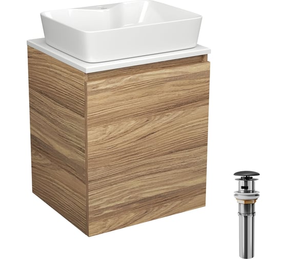 Изображение товара Тумба Bauedge Bau Dream Blackwood 50 с дверцей, раковина BAU Cerama 48х37 белая, выпуск клик-клак черный SD3172