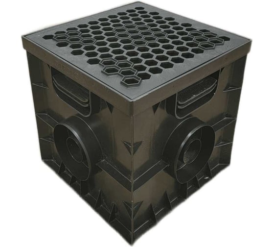 Изображение товара Дождеприемник Gidrolica 300x300 мм в сборе с пластиковой решеткой СОТЫ под трубу Ø 110 мм класс А15 2308/2