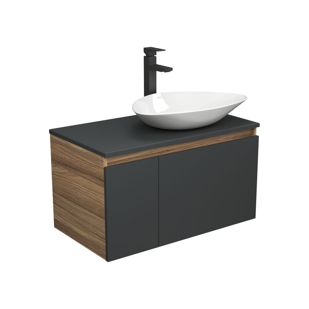 Изображение товара Комплект для ванной Bauedge 3 предмета (тумба, раковина, смеситель) Dream графит