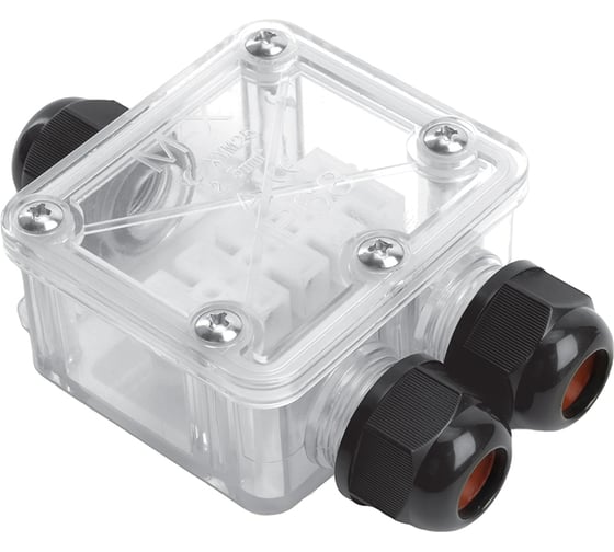 Изображение товара Коробка распределительная STEKKER LD538 водонепроницаемая на 3 выхода, 450V, 110х70х35, прозрач, 50130