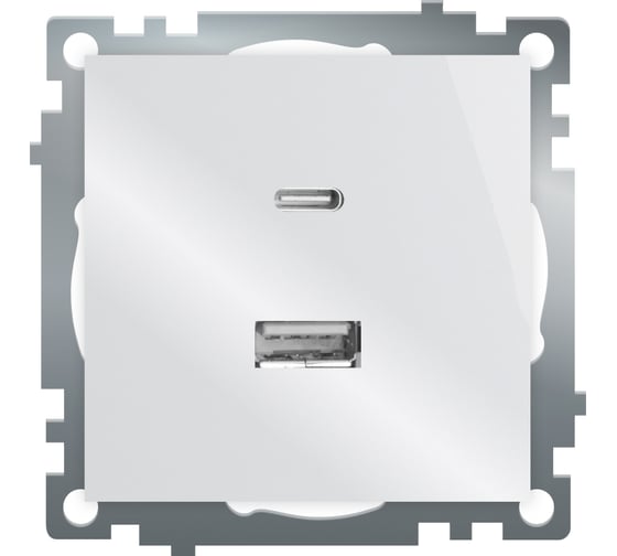 Изображение товара Розетка STEKKER USB 2-местная + type C (механизм), GLS10-7116-01, 250В, 3А, max 20W, серия Катрин, белый, 50051