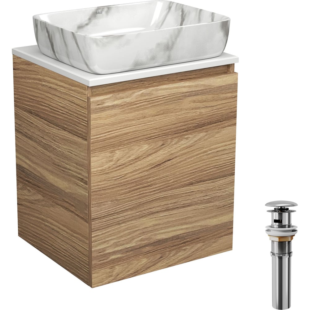 Изображение товара Тумба с раковиной Bauedge Bau Dream Blackwood 50 мрамор плитка современная