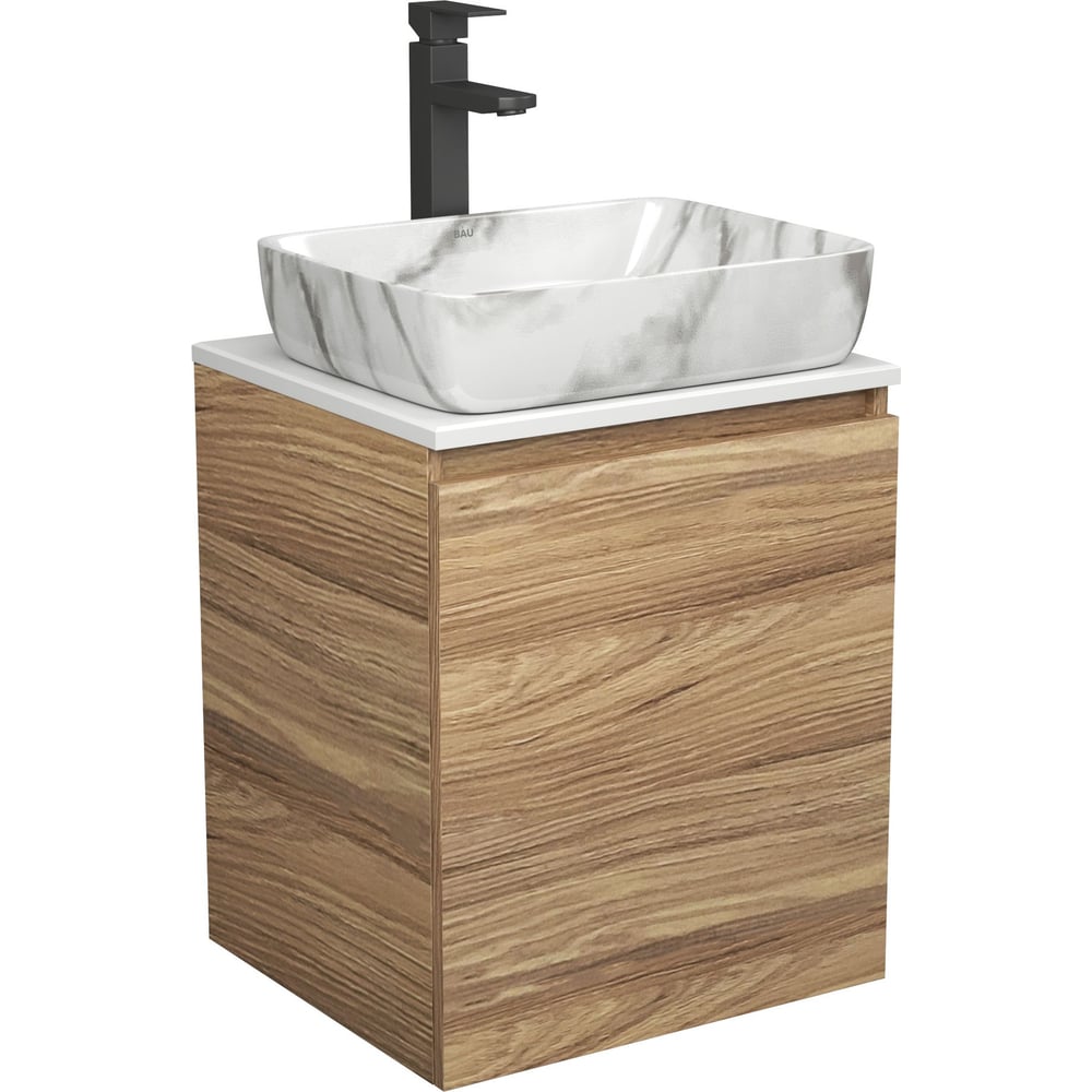 Изображение товара Современная тумба Bauedge Bau Dream Blackwood 50 с раковиной и смесителем