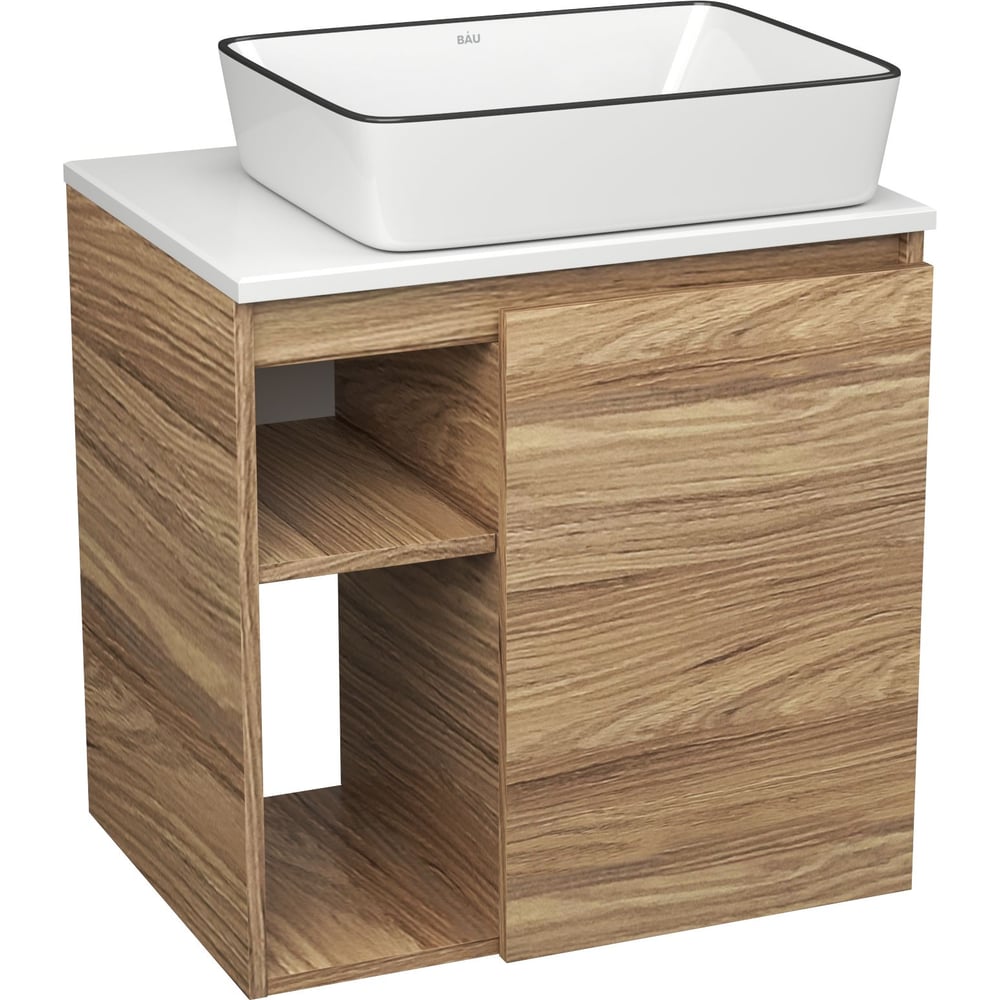 Изображение товара Тумба с раковиной Bauedge Bau Dream Blackwood 60 правая, современная мебель для ванной