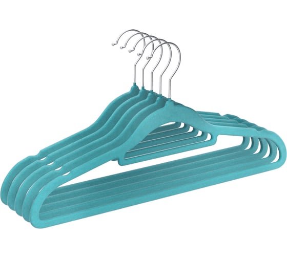 Изображение товара Набор вешалок для одежды DEFENDER CLH-220 бирюзовый, 5 шт, пластик, 42 см 28241