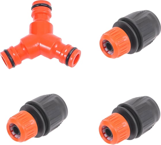 Изображение товара Набор для подключения полива Жук 1/2 соединитель тройной под коннектор, 3 коннектора 4630035339415