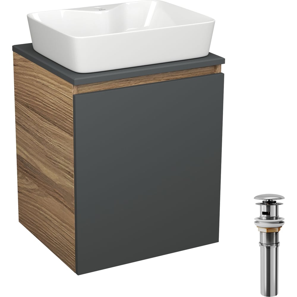 Изображение товара Тумба для ванной Bauedge Bau Dream Blackwood 50 с раковиной и монтажом накладным