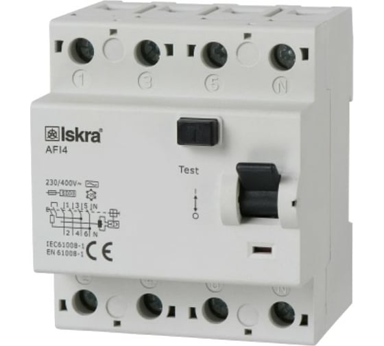 Изображение товара УЗО iskra устройство защитного отключения AFI4-40/0.03 УТ-00019663