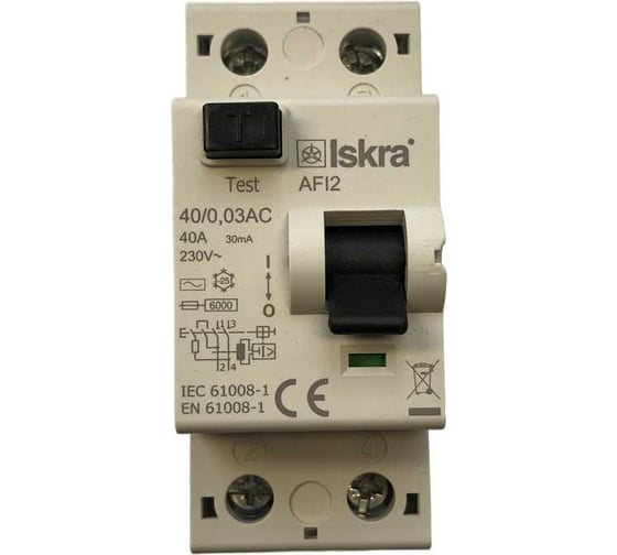 Изображение товара УЗО iskra устройство защитного отключения AFI2-40/0.03 УТ-00019657