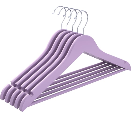 Изображение товара Набор вешалок для одежды DEFENDER CLH-227 лаванда, дерево, 5 шт, 44,5 см 28230
