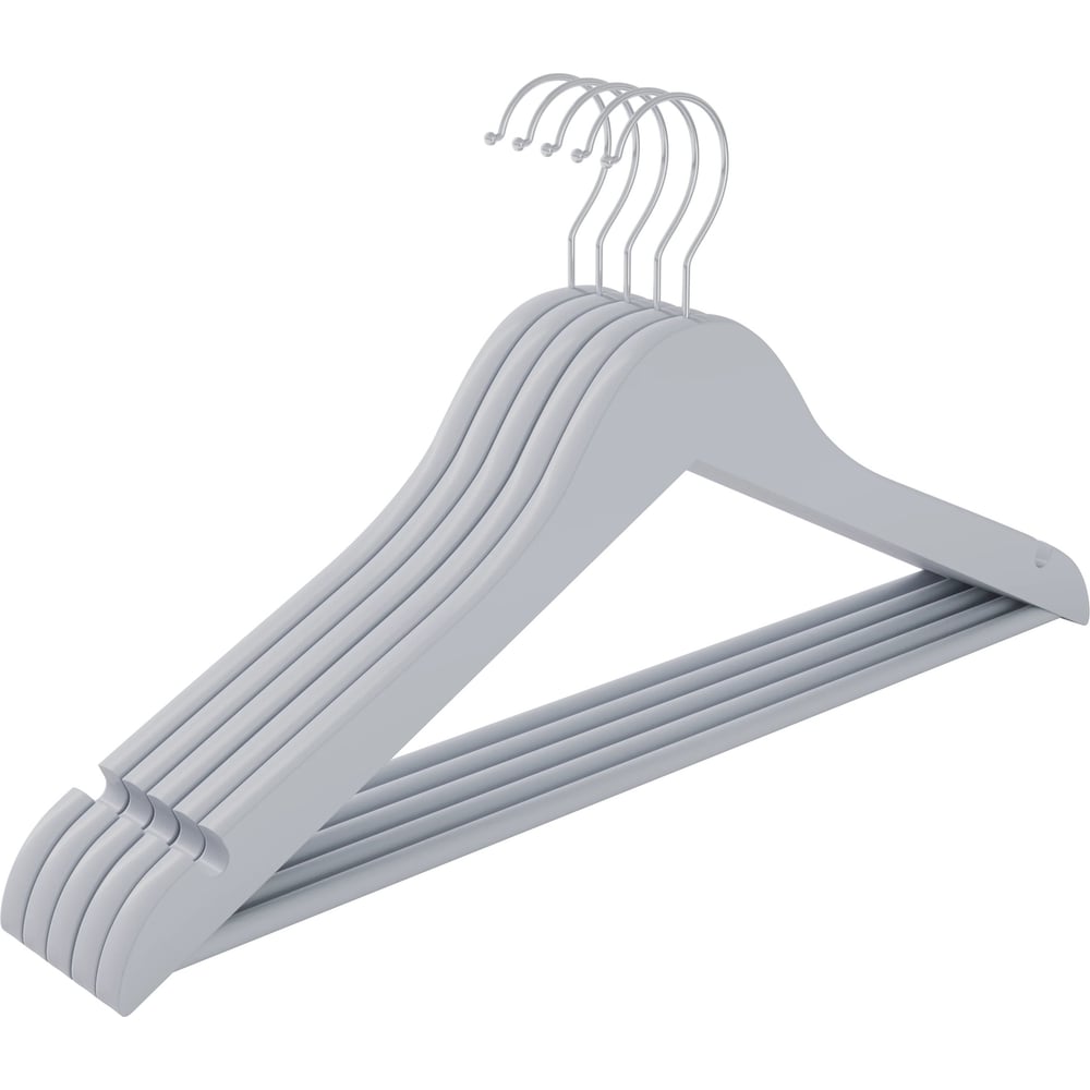 Изображение товара Набор вешалок для одежды DEFENDER CLH-227 серый 5 шт дерево 44,5 см