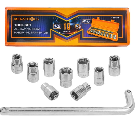 Изображение товара Набор инструментов MEGATOOLS 10 предметов 1/2 ( 6гр.) MT-4104-5(57965)