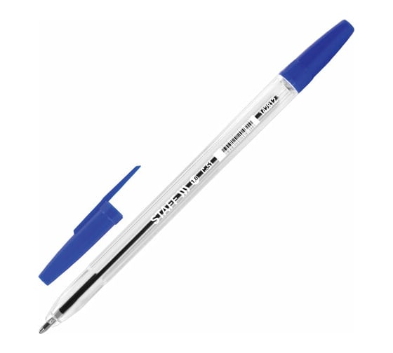 Изображение товара Ручка 50 шт в упаковке Staff шариковая C-51 СИНЯЯ корпус прозрачный узел 1мм линия письма 05мм  142812