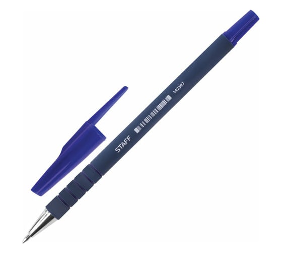 Изображение товара Ручка 50 шт в упаковке Staff шариковая EVERYDAY СИНЯЯ корпус прорезинен. синий узел 07мм линия 035мм  142397