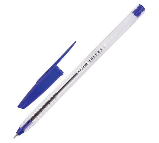 Изображение товара Ручка 50 шт в упаковке Staff шариковая масляная Basic СИНЯЯ корпус прозр. игольч. узел 07мм линия 035мм  141705