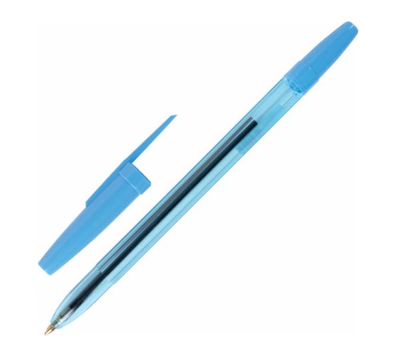 Изображение товара Ручка 100 шт в упаковке Staff шариковая масляная Office СИНЯЯ корпус тонированный синий 1мм линия 07мм  142962